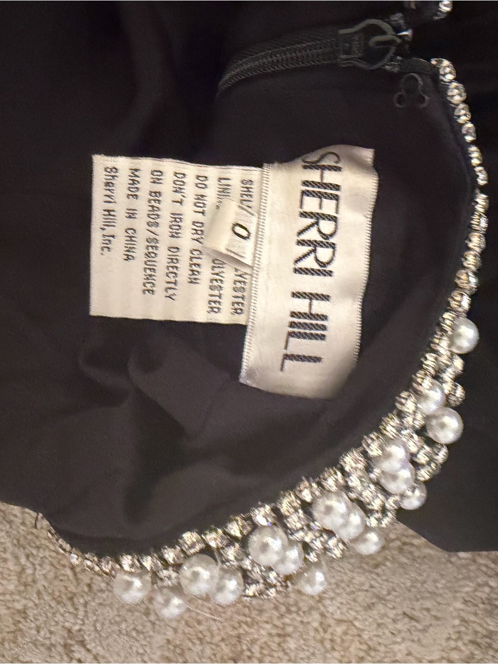Sherri Hill Black Maxi Dress with Beaded Collar - Picture 8 of 8